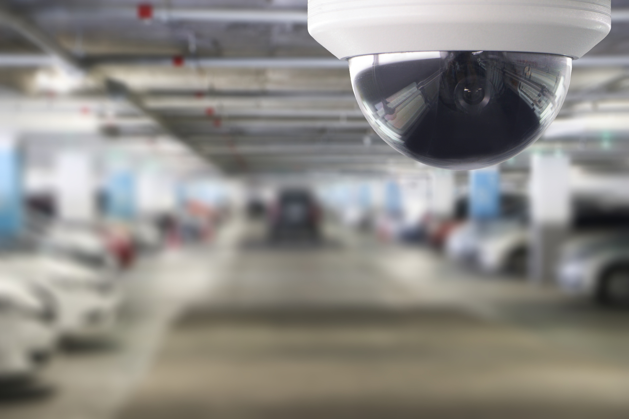 An example of one of the best CCTV security cameras in a parking garage.